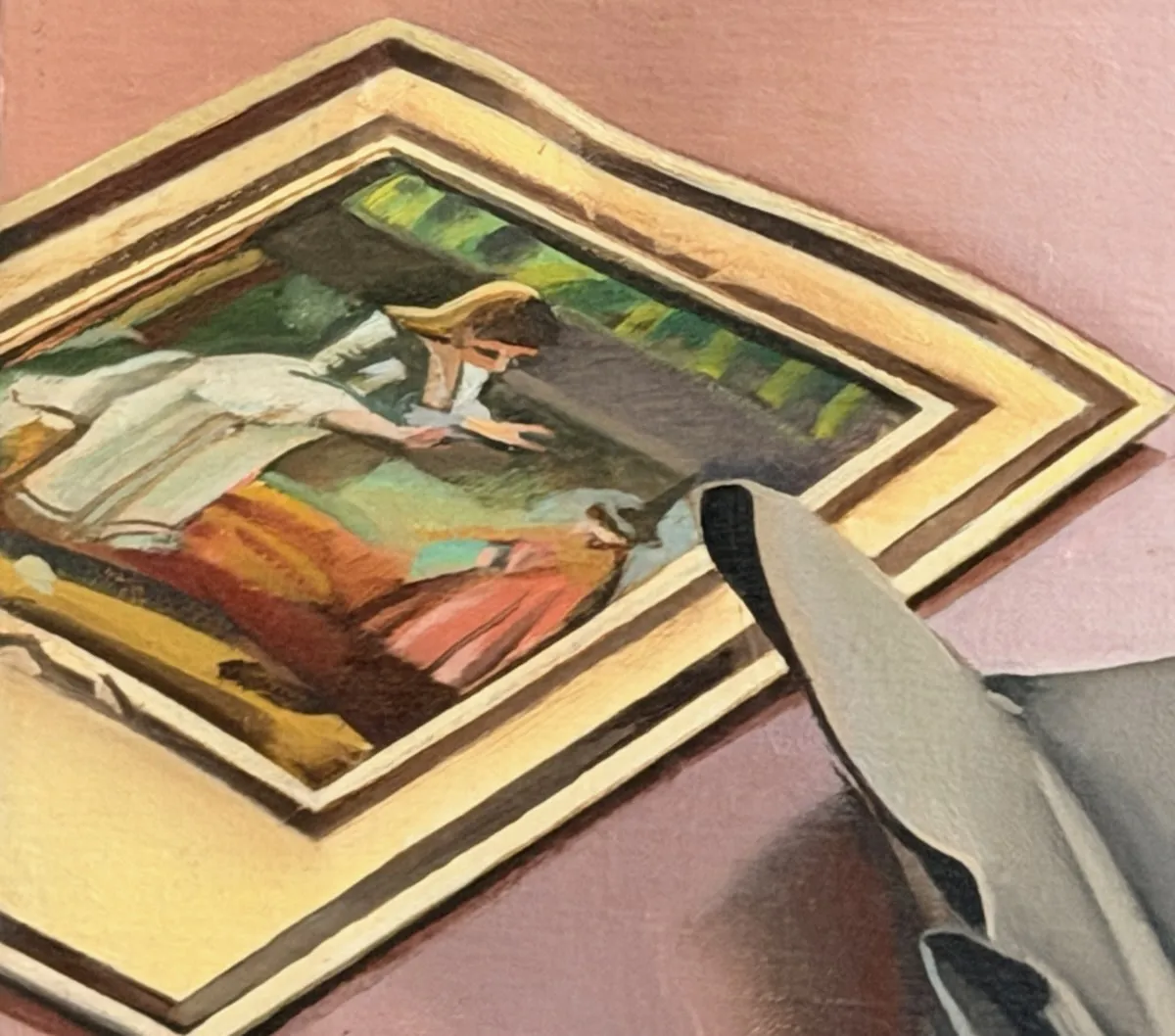 Detail of the fairy-like figure in Margaretta Gilboy's Blue Ribbon Unfurled