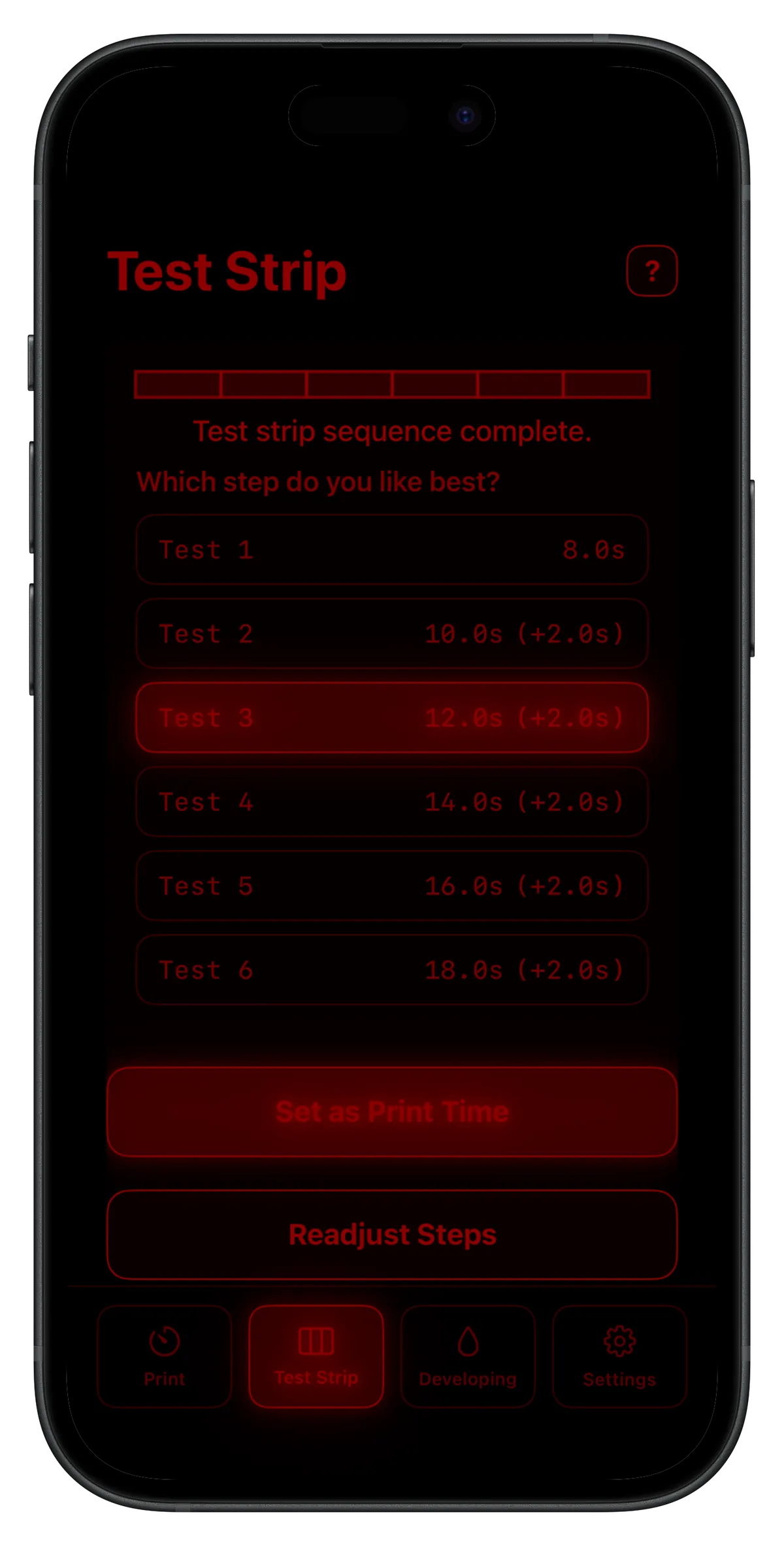 test strip mode
