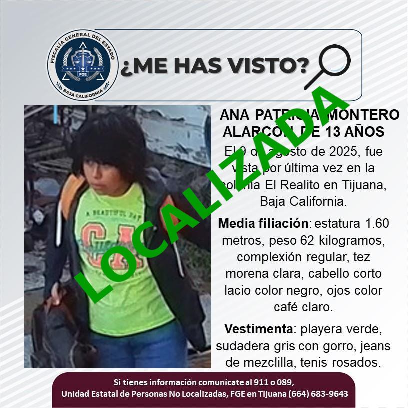 Localizada Ana Patricia Moreno Alarcón