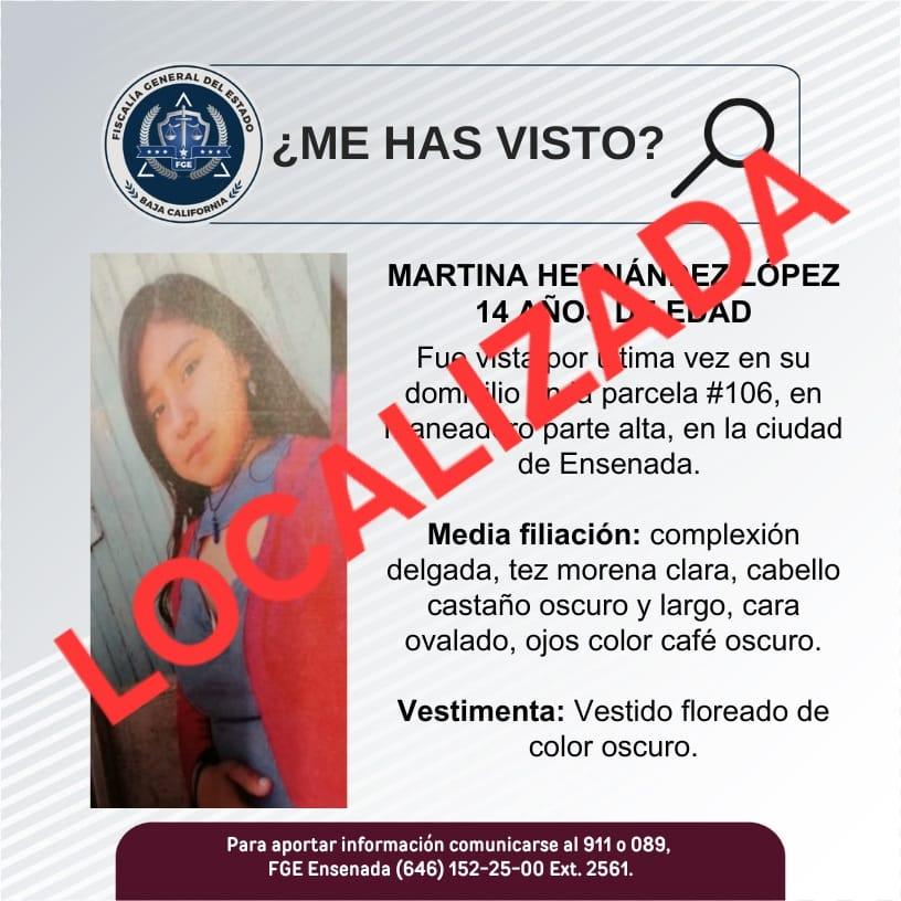 Localizada Martina Hernández López