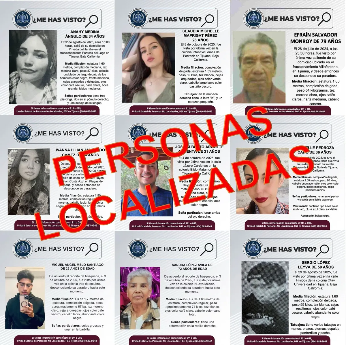 9 personas localizadas