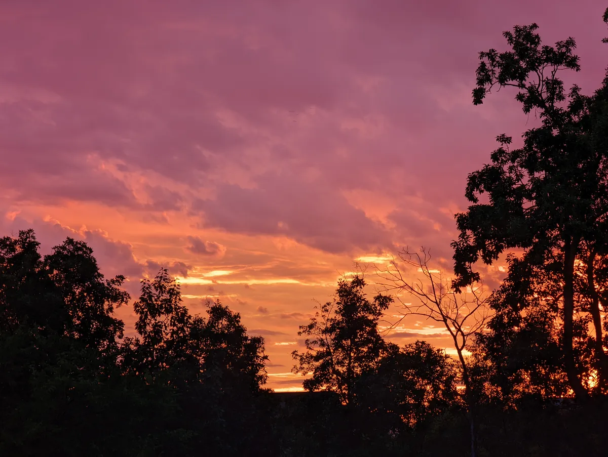 a bright orange and purple sunset