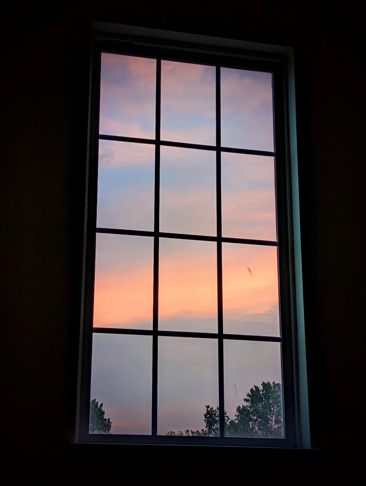 the sunrise through the window in my foyer