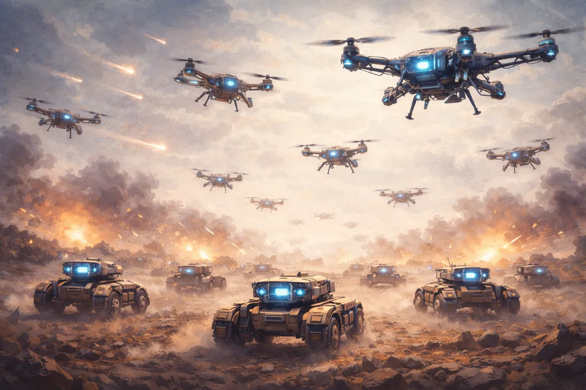 Autonomous robots in a future war scenario