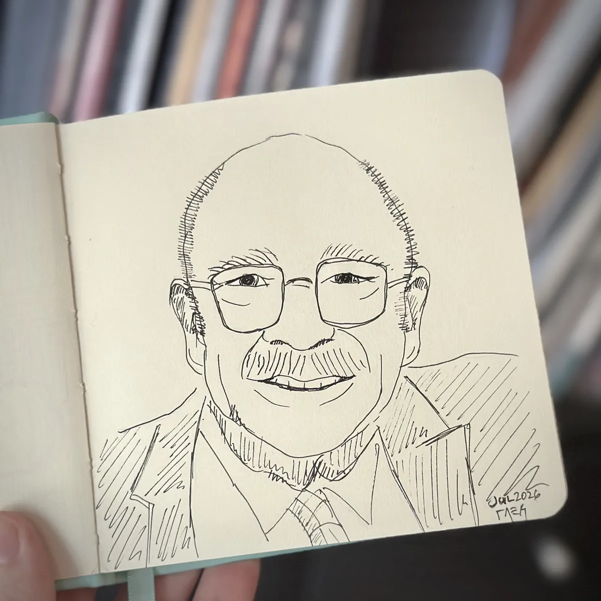 ink sketch of an old man