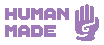 An image in pixel art style of a text that says 'Human Made', with an upheld hand to the right of it. It makes clear that the page was not made with AI.