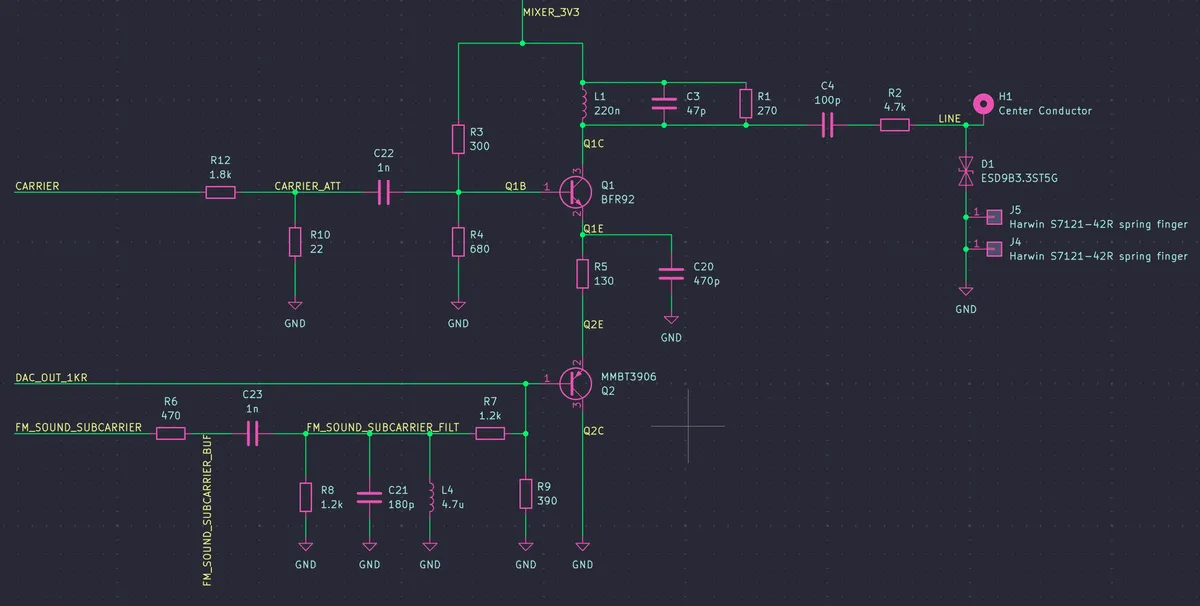 Two transistor mixer schematic in LTSpice
