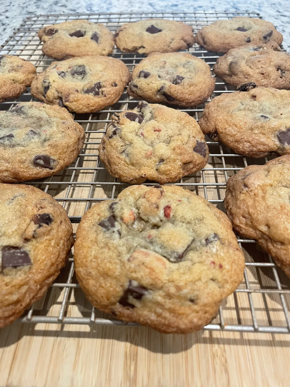 Fresh-baked cookies cooling