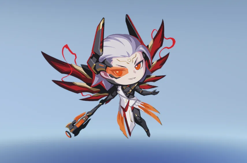a picture of the character Mercy from Overwatch, except it's a sticker you can spray paint on walls in-game