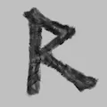 a stylized letter R