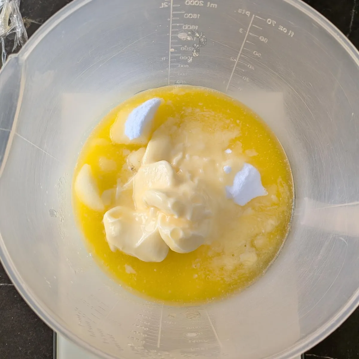 Bowl with butter vanilla and sugar