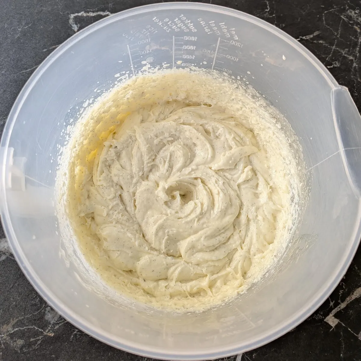 Bowl with mixed butter vanilla and sugar