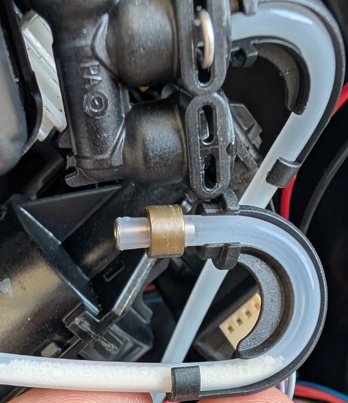 View of tubing with excess lime