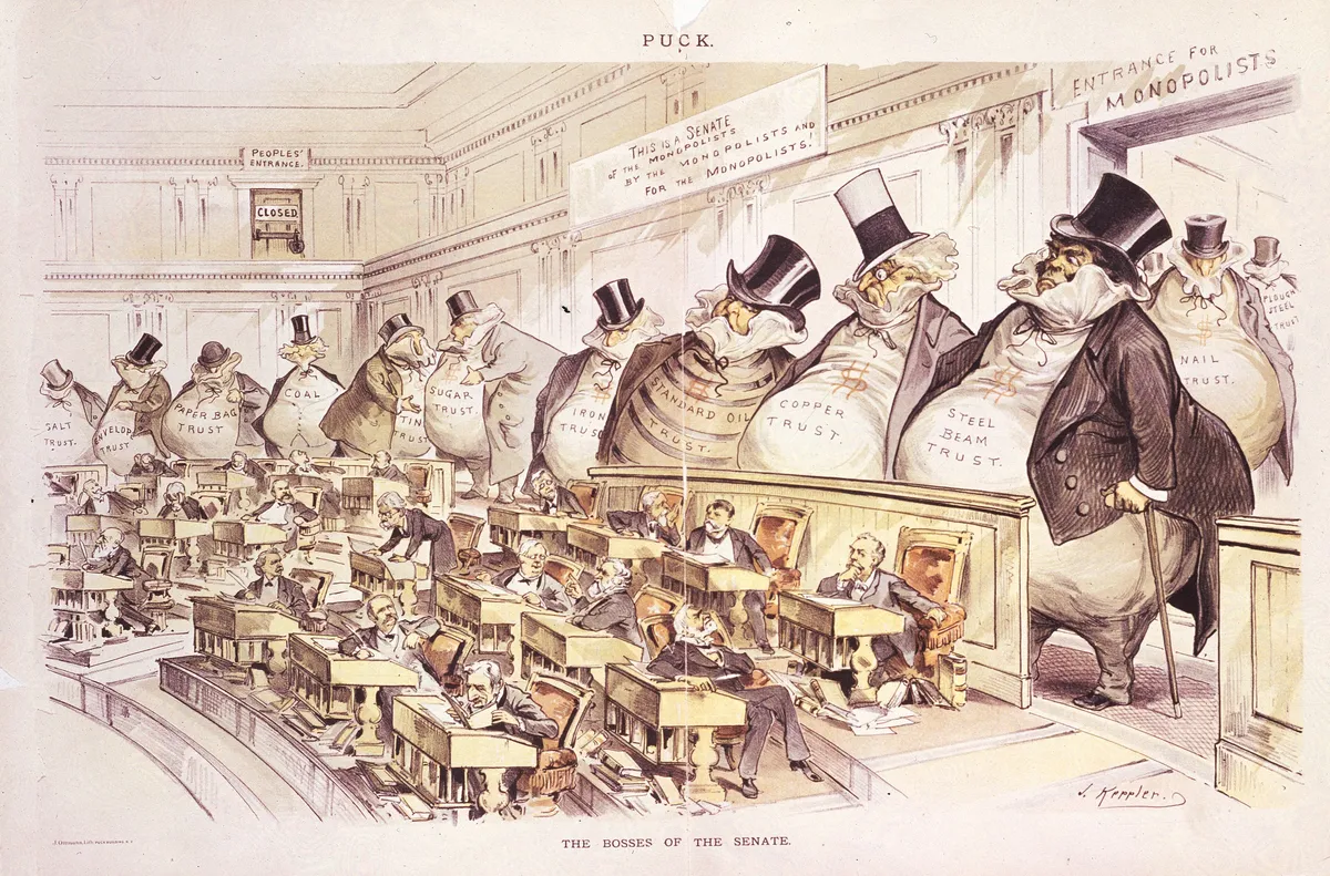 A cartoon on the political influence of trusts