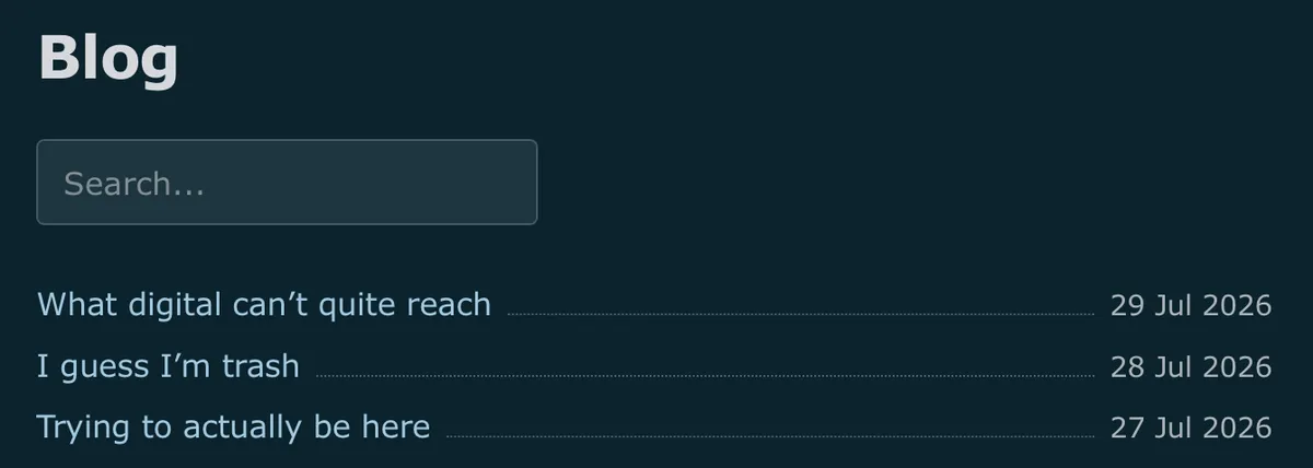 Blog search filter styled to match the theme