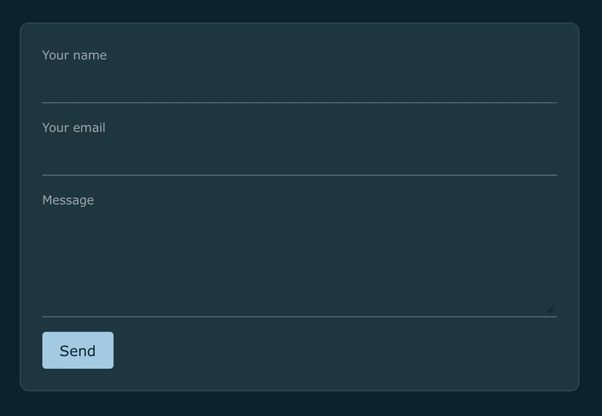 Form fields grouped inside a bordered card