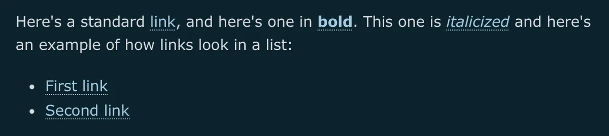 Dotted underline links