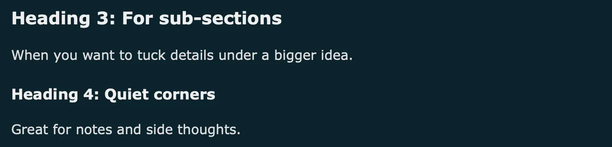 Adjusted spacing and sizing for headings