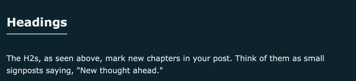 Short underline beneath headings