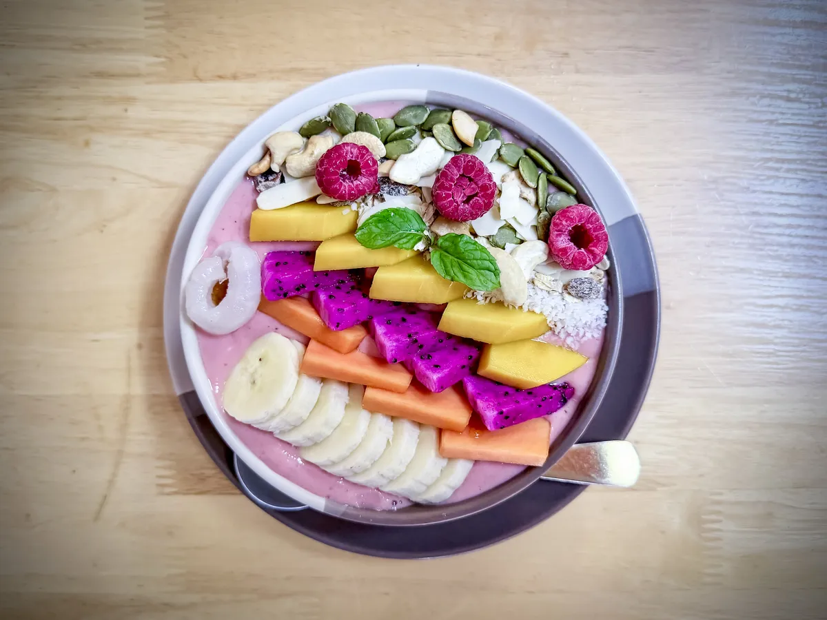 Mixed fruit smoothie bowl