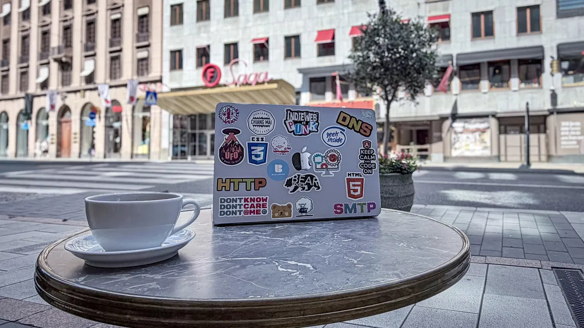 My laptop and a coffee