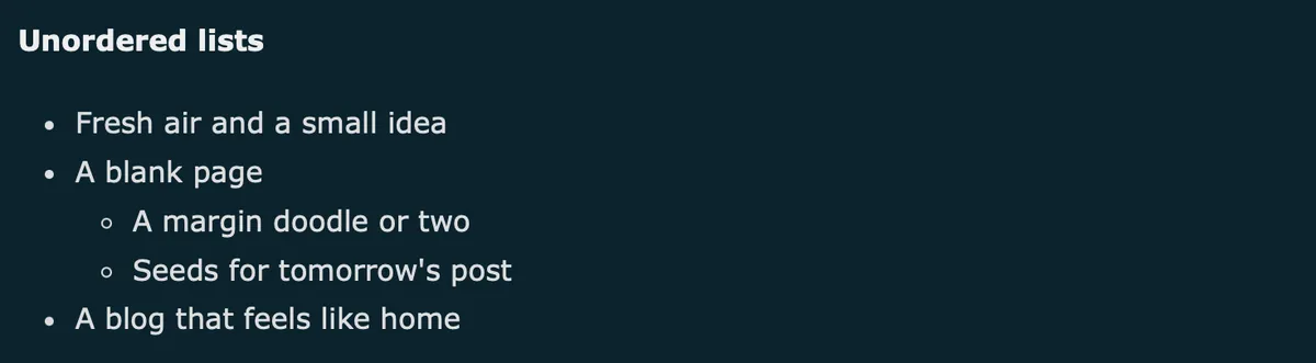 Simple bullet spacing for lists