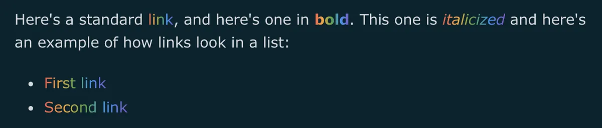 Rainbow gradient link text
