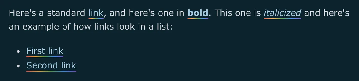Rainbow gradient underline links