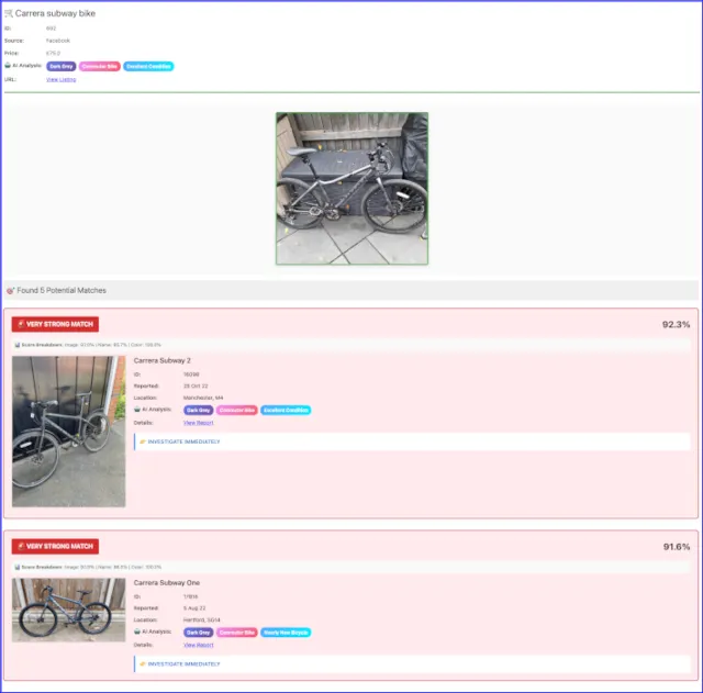 First bicycle comparison - click to see better resolution image