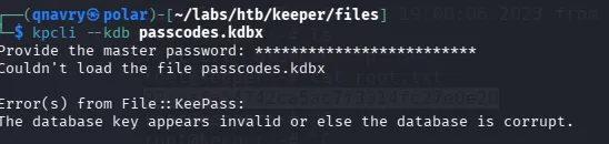 keeper-kpcli-failure