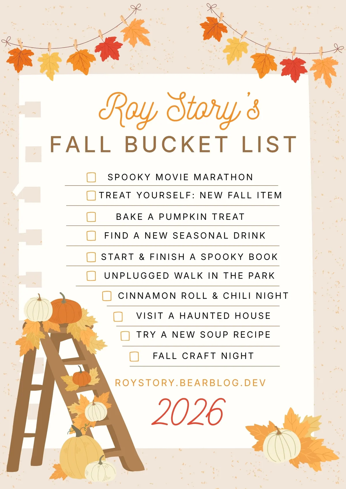 White And Orange Illustrated Thanksgiving Bucket List Document