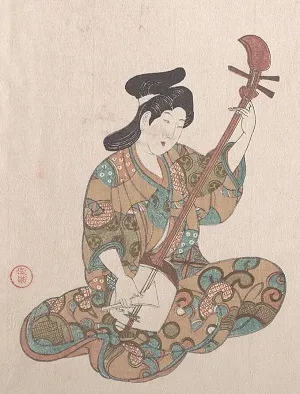 woman with shamisen