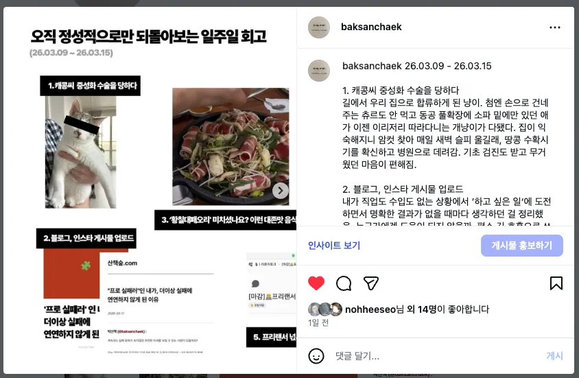 오직 정성적으로만 되돌아보는 일주일 회고 참고 사진