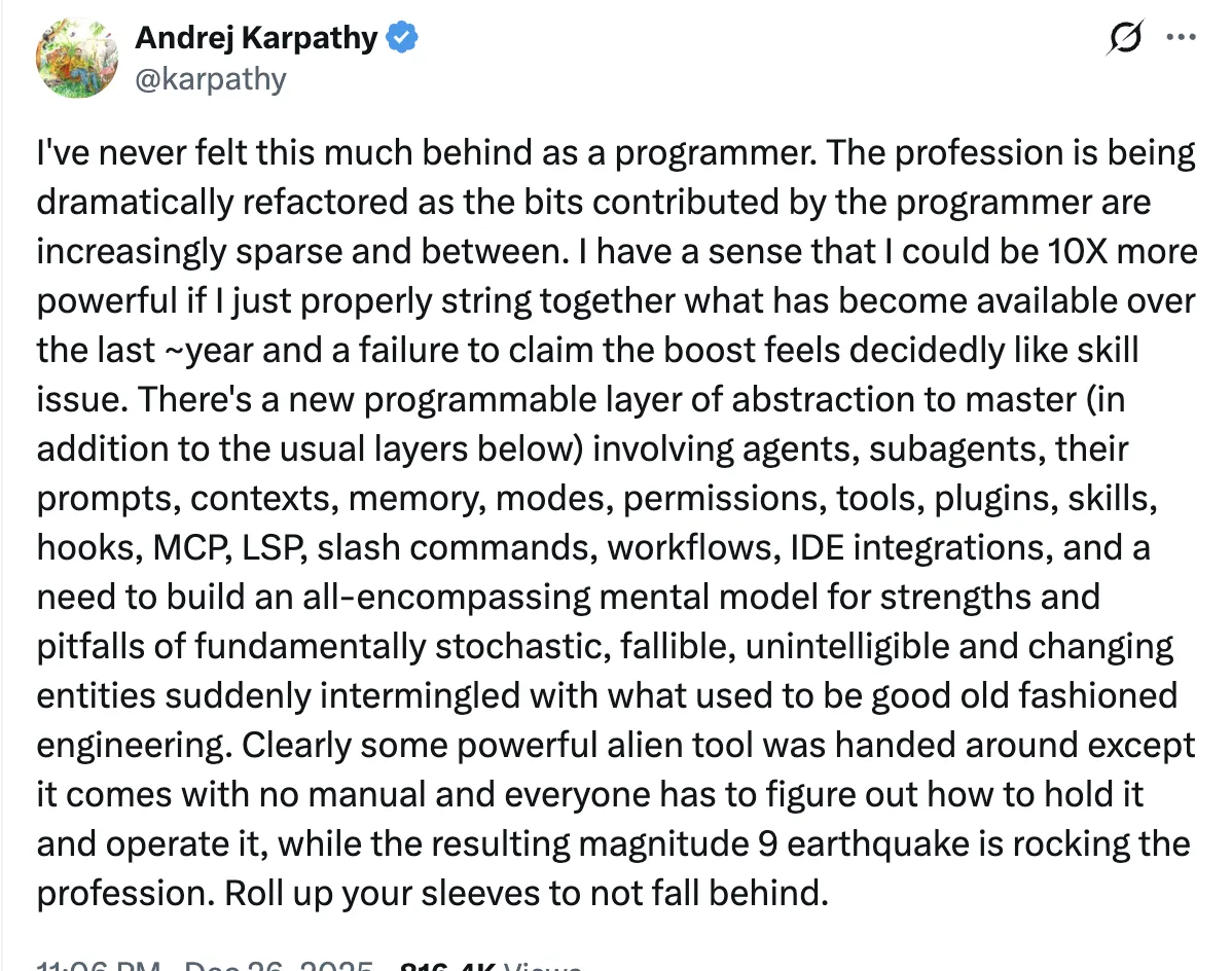 Karpathy tweet about keeping up