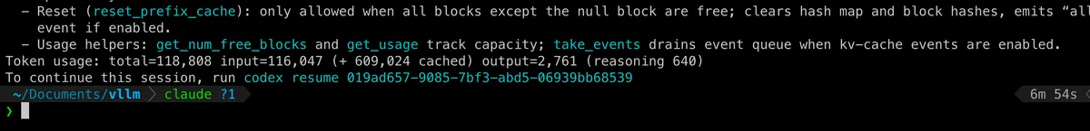 Codex showing cached tokens