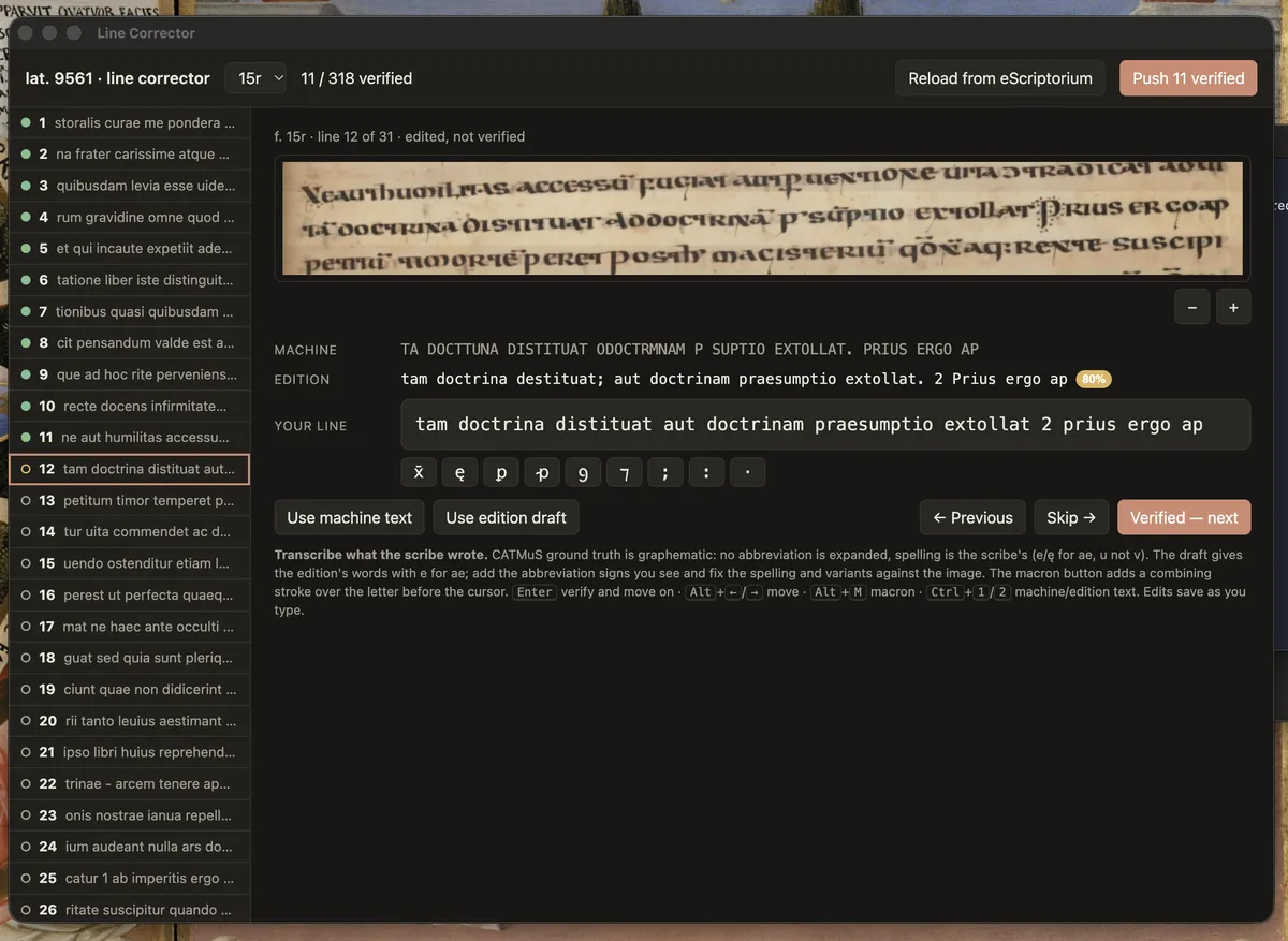 Line Corrector on f. 15r, line 1