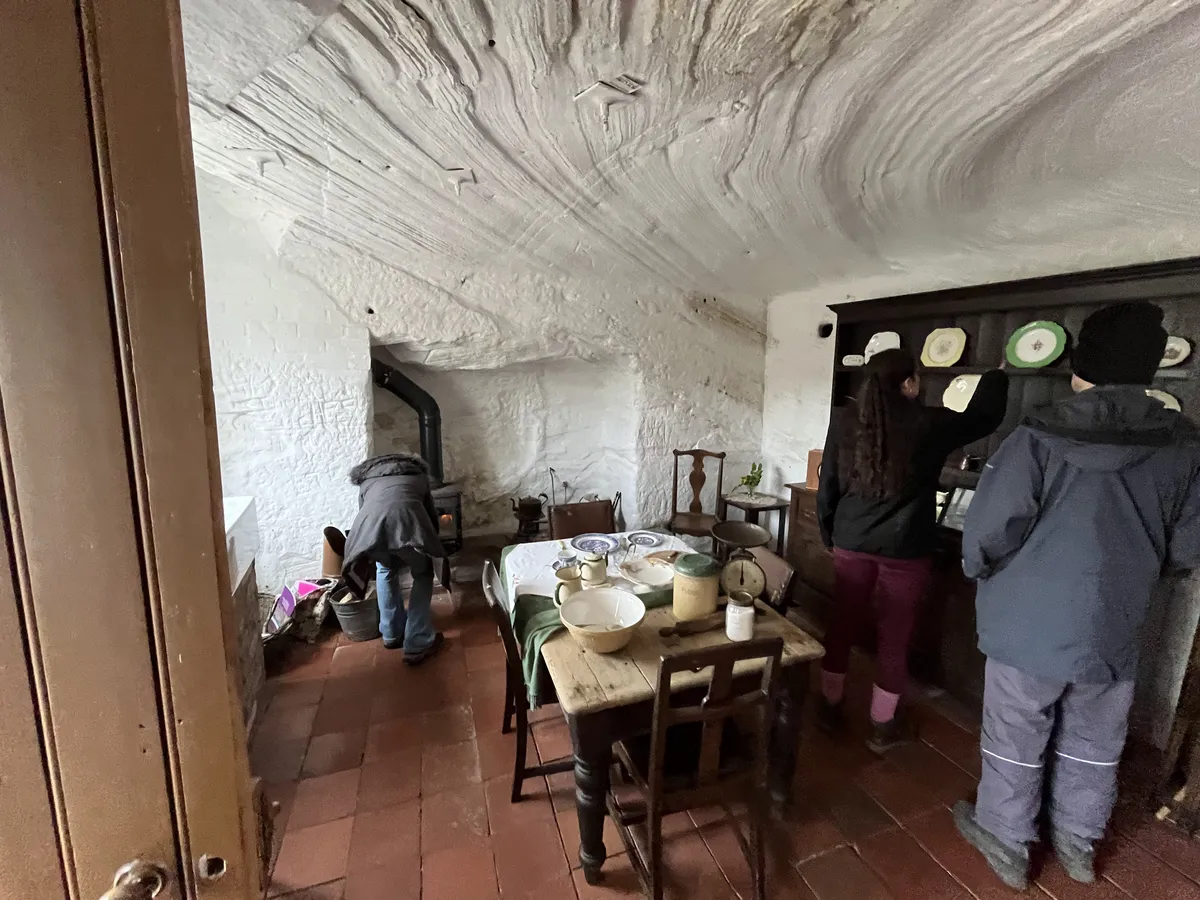 View inside the 1930s living arrangements showing the kitchen