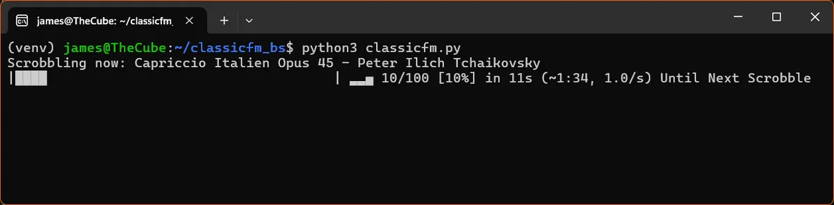 Screenshot of the tool running
