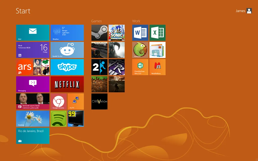 Windows 8 Startscreen