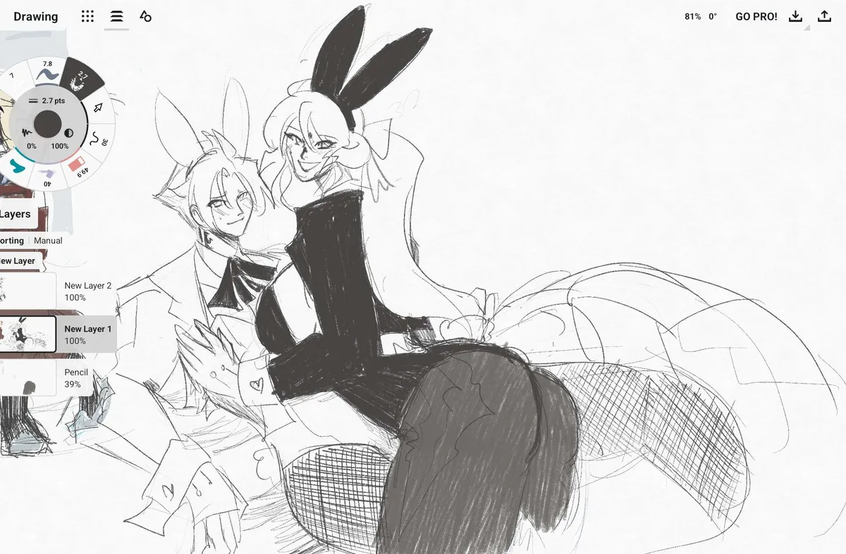 very indulgent ship doodle of Thancred and my OC Cassius