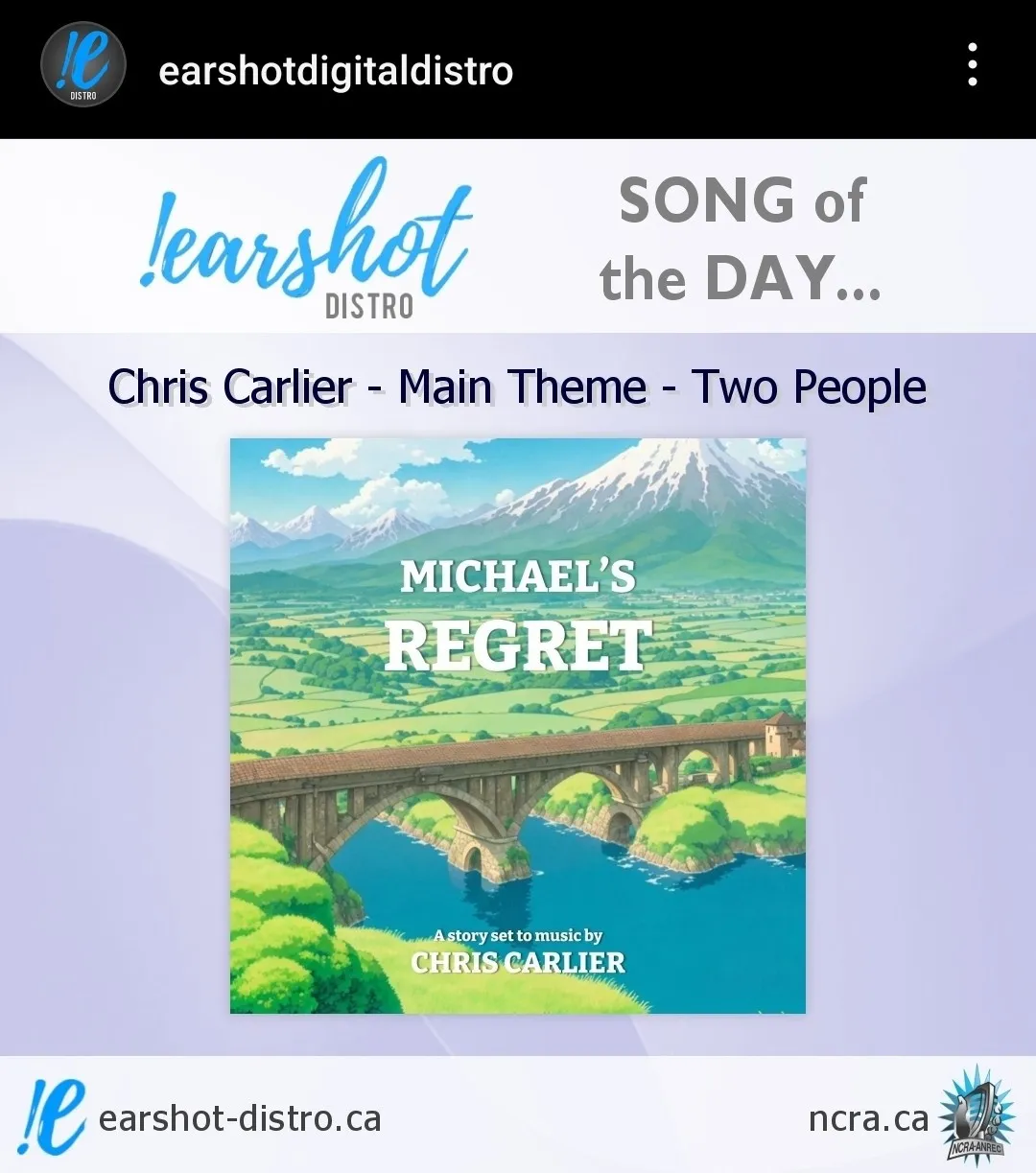 A screenshot of Michael's Regret by Chris Carlier being distributed on Earshot Distro