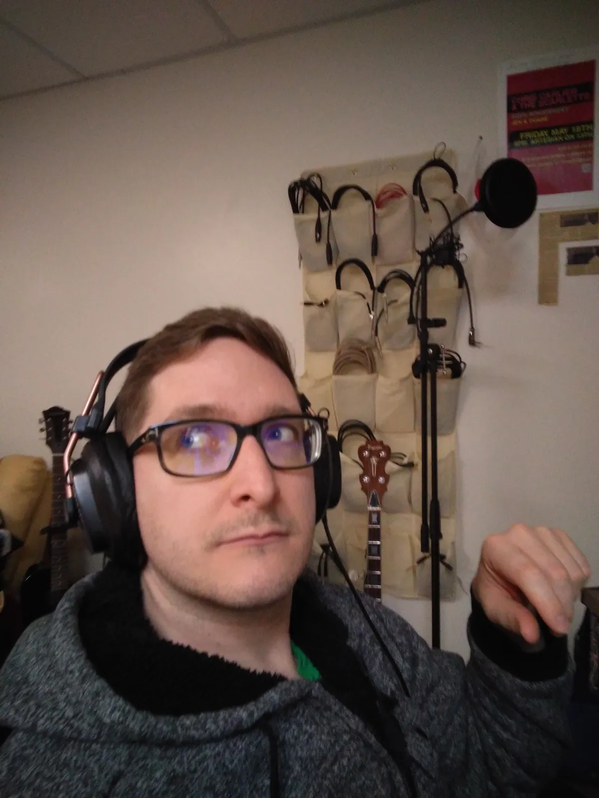 A person wearing headphones