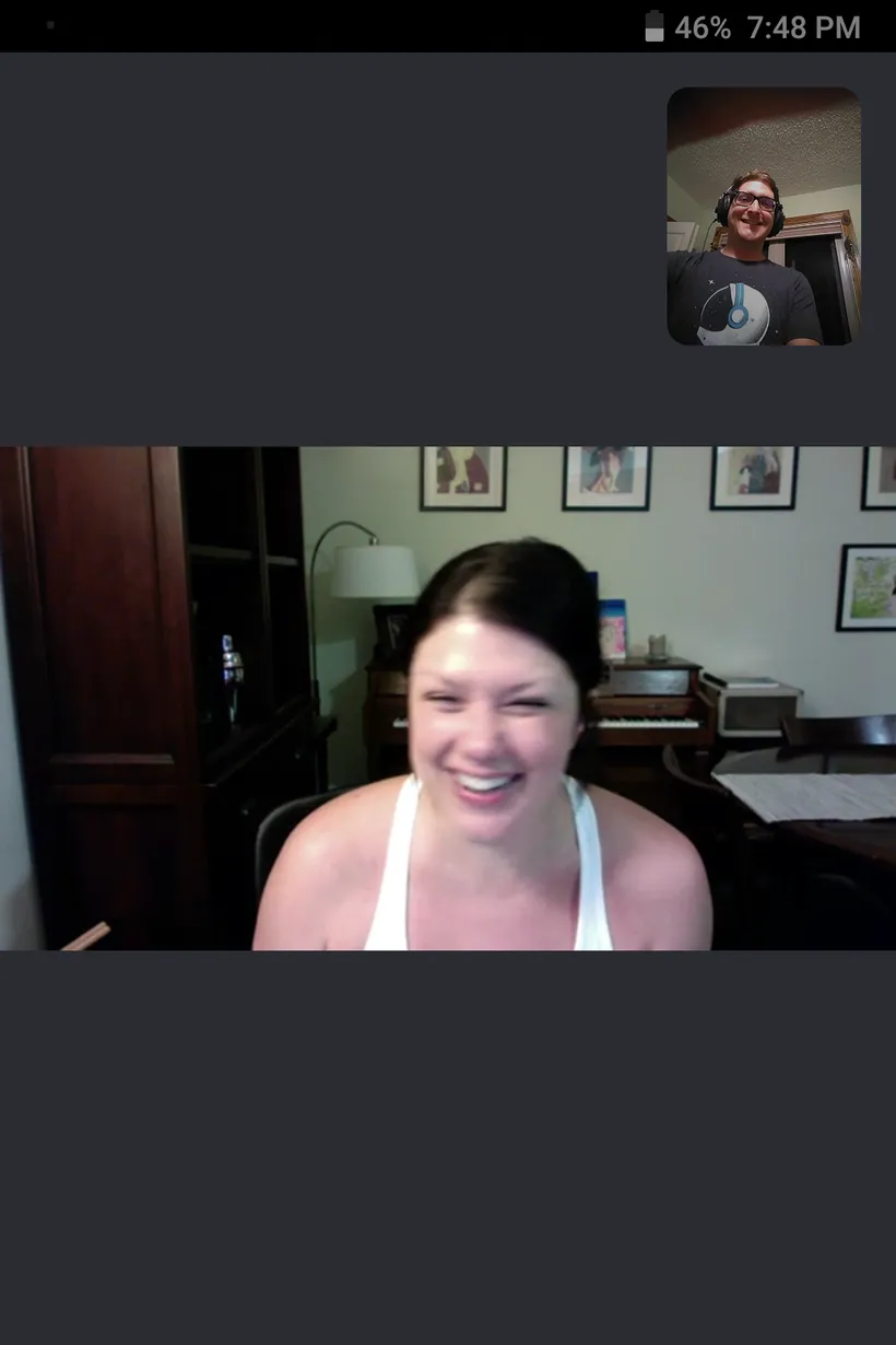 Two people on a Zoom call