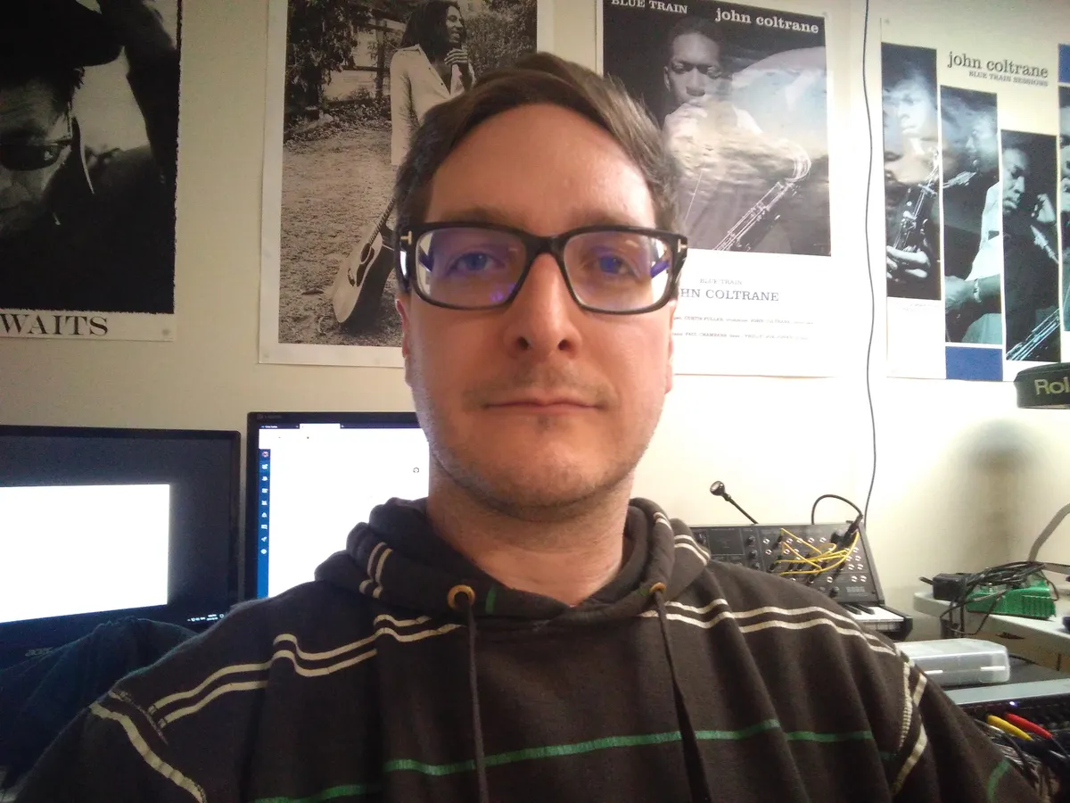 selfie of Chris Carlier in music studio