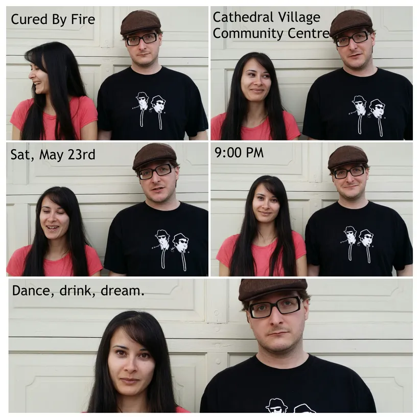 A concert promo photo collage for Cured By Fire