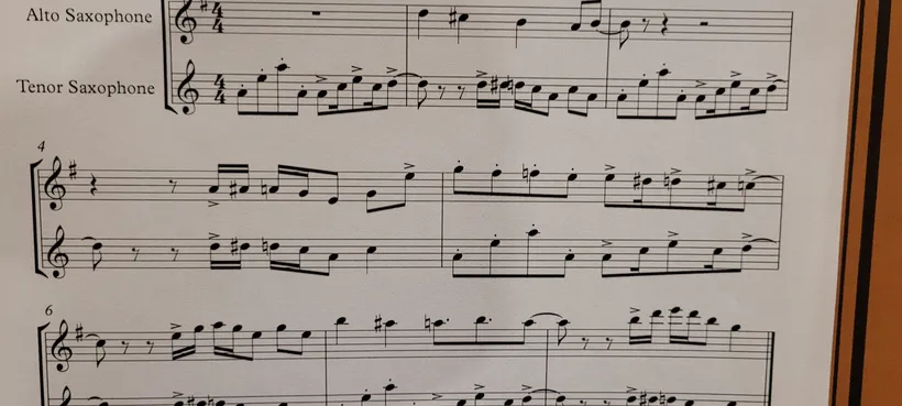 Sheet music for alto and tenor saxophones
