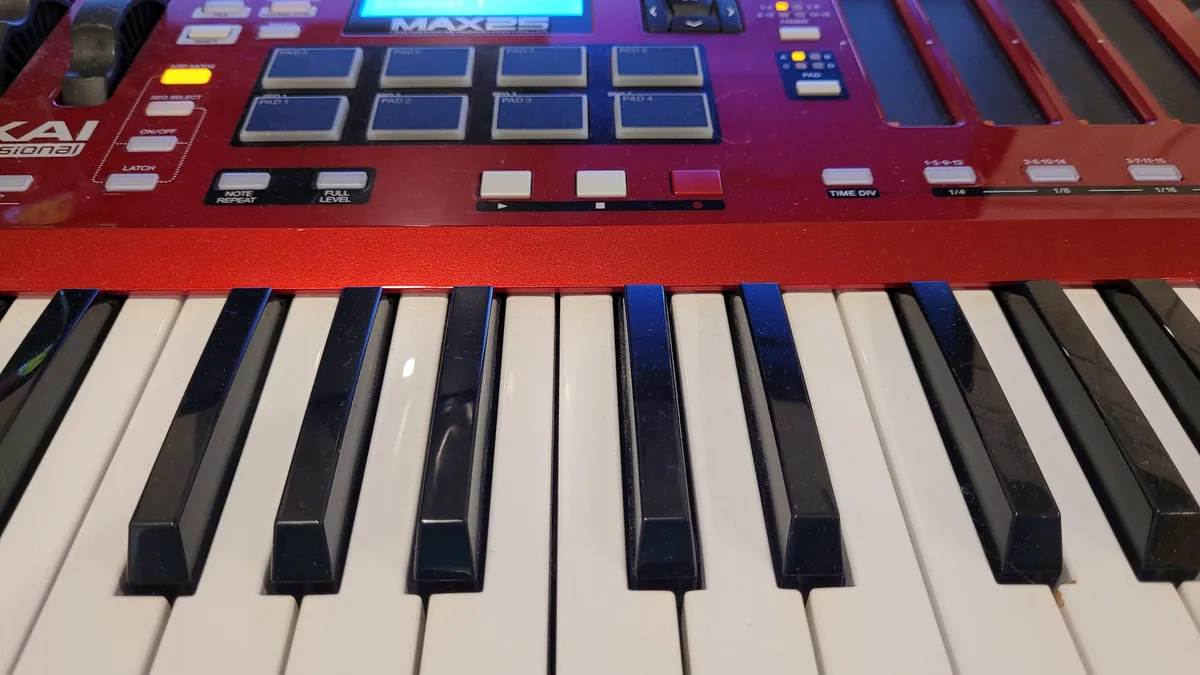 Closeup of a MIDI keyboard