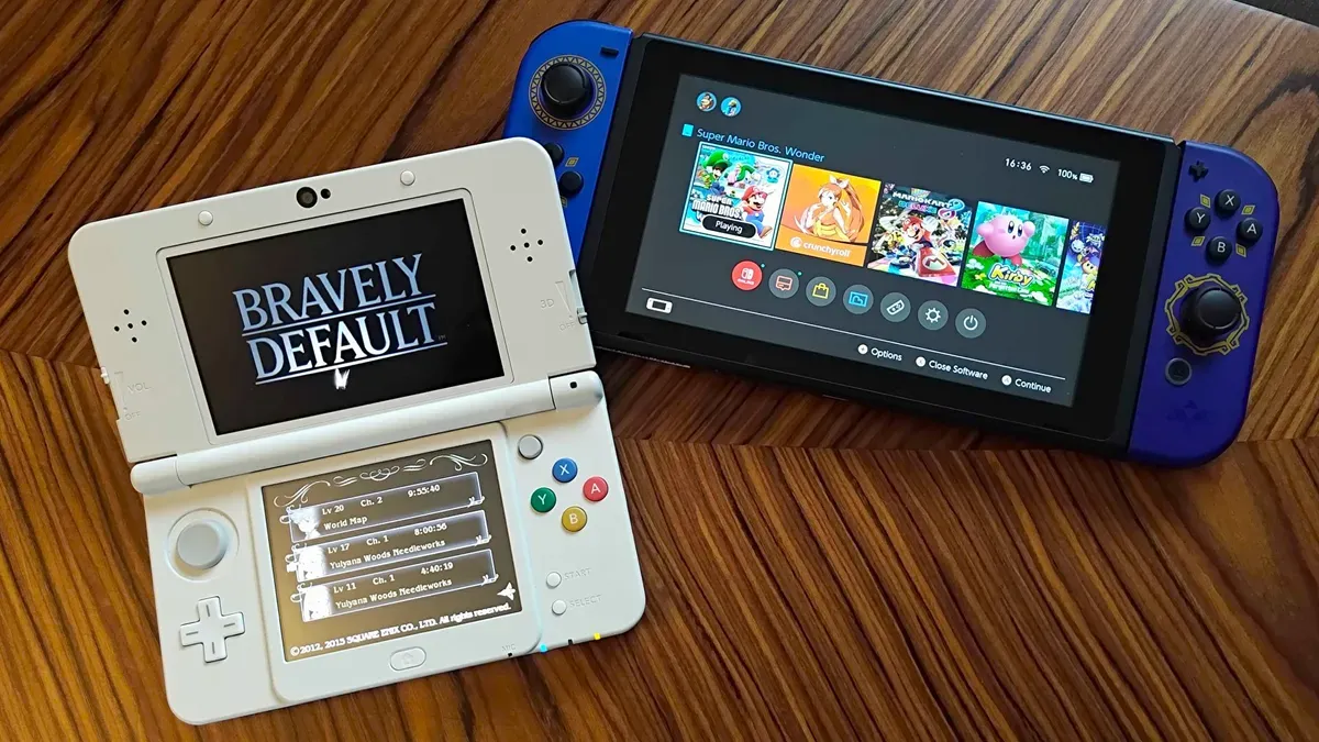 nintendo 3ds and switch laying down