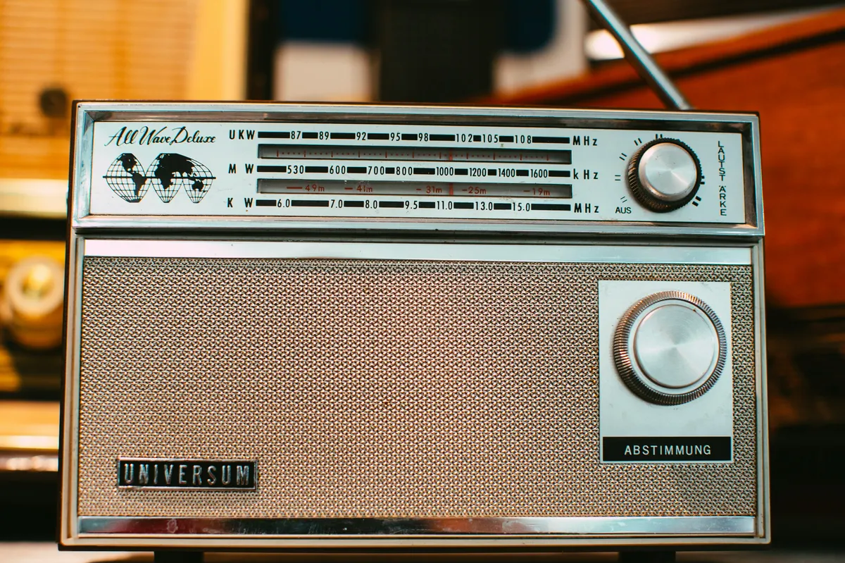 Vintage silver German portable radio