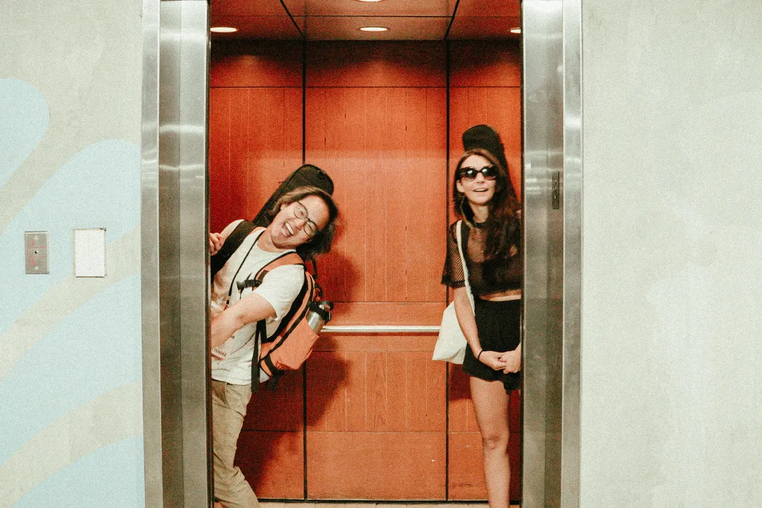 20250611 Ben and Clara in an elevator